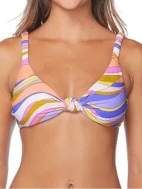 Raisins Purple Pink Yellow Multicolor Knot Bikini Top